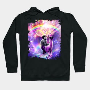 Laser Galaxy Space Cat On Rainbow Llama Unicorn Hoodie